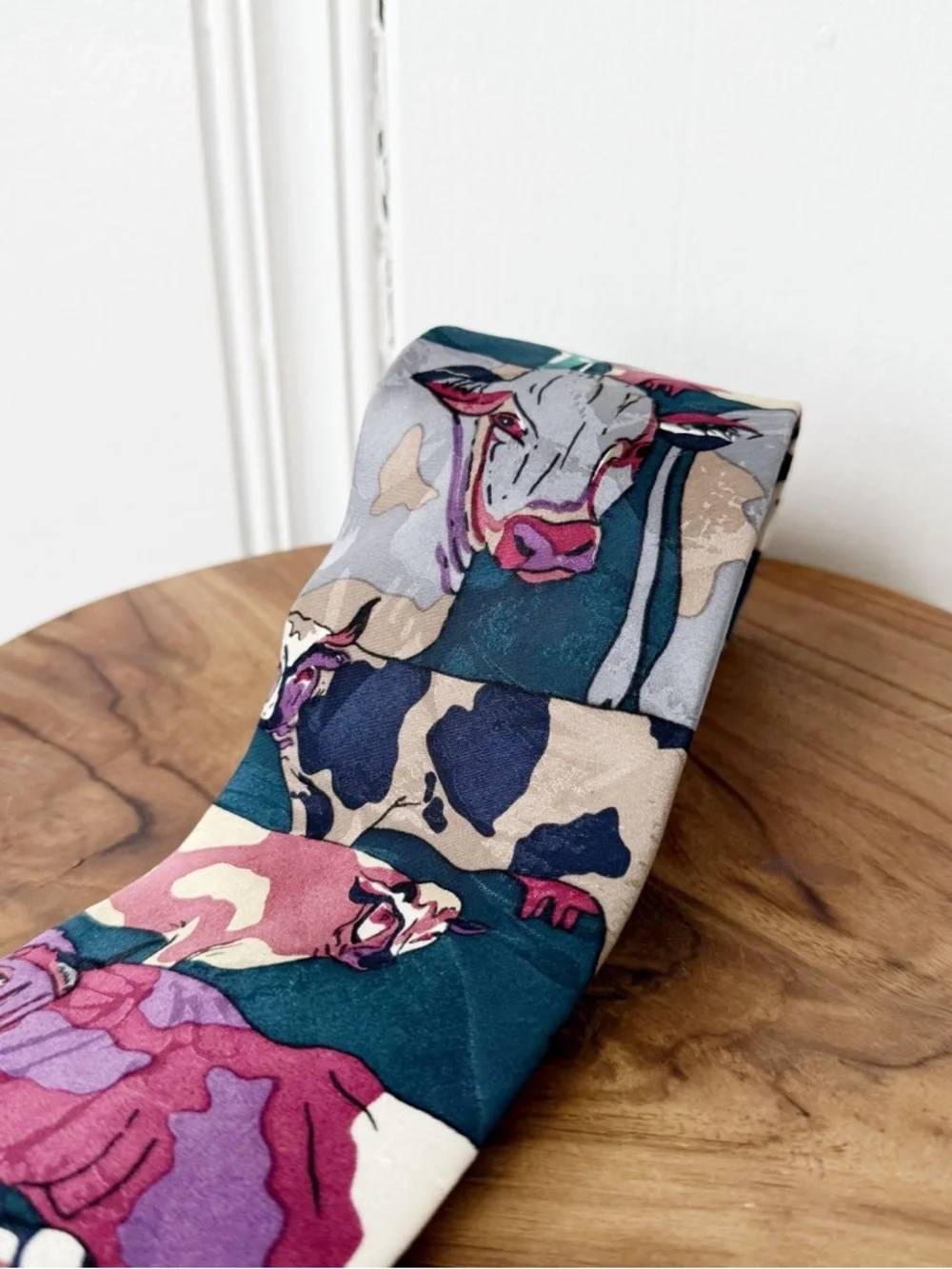 Carlo Ricci Silk Cow Print Abstract Rancher Tie Made in Italy